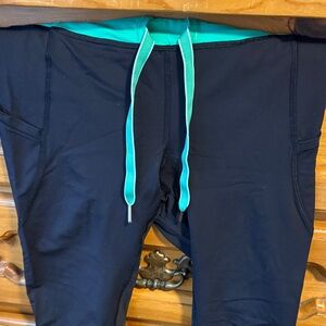 lululemon athletica Black Leggings with Teal Drawstring
